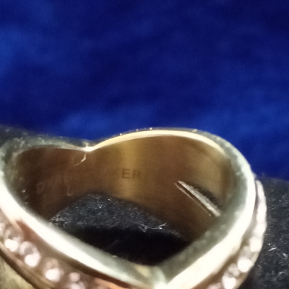 Nagyz ii ring by Dyrberg & Kern brass faceted white crystal with X design sz 5 - Picture 8 of 8